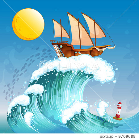 A ship above the giant waves 9709689