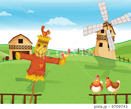 A farm with a scarecrow 9709743