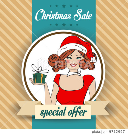 Christmas sale design with sexy Santa girl 9712997