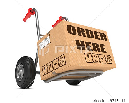Order Here - Cardboard Box on Hand Truck. 9713111