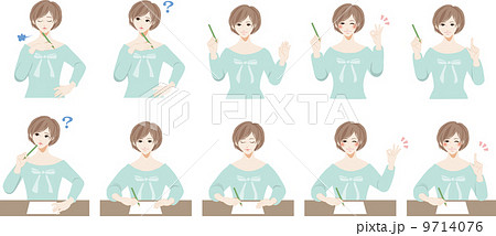 鉛筆を持つ女性１ 9714076