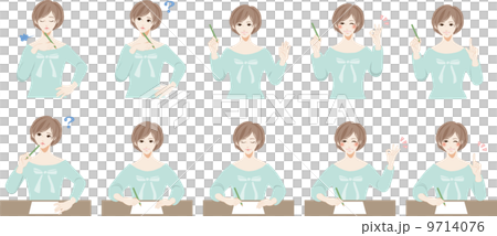 鉛筆を持つ女性１ 9714076