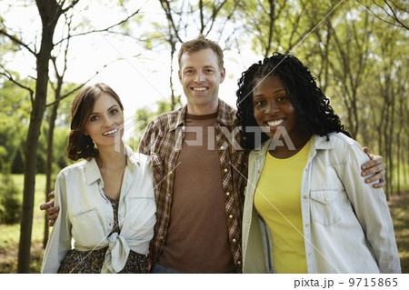 Friends on a woodland path in summer.  9715865
