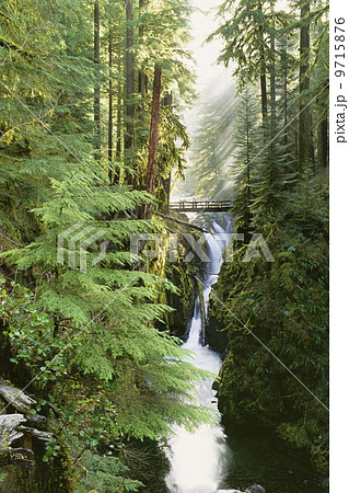 Sol Duc Falls are in the forest of Olympic National Park, Washington State. Sol Duc Falls are in the forest of Olympic National Park, Washington State. 9715876