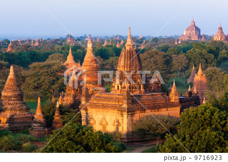 Stupas in the Bagan Archaeological Zone in Bagan, Myanmar 9716923