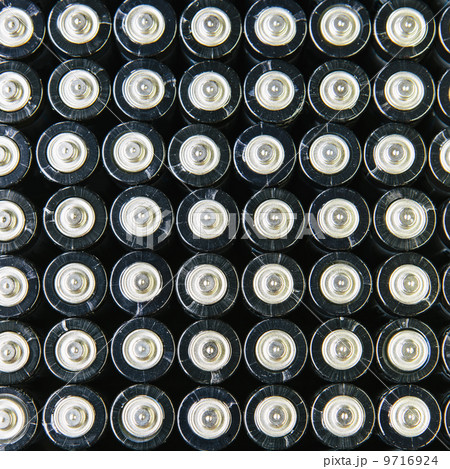 Rows of double A batteries, close up 9716924
