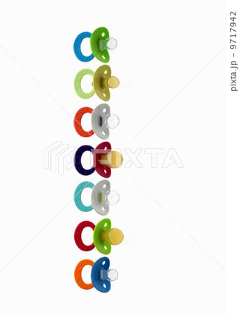 Coloured plastic baby pacifiers, dummies or soothers. Coloured plastic baby pacifiers, dummies or soothers. 9717942