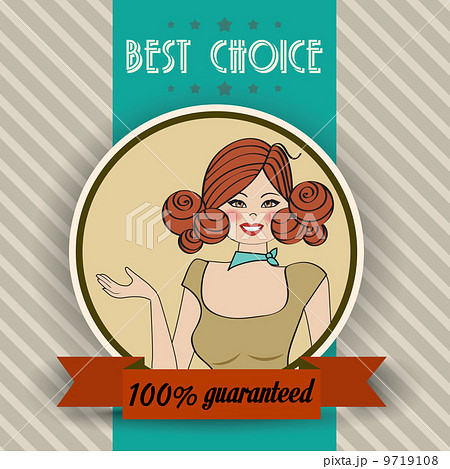 retro illustration of a beautiful woman and best choice message retro illustration of a beautiful woman and best choice message 9719108