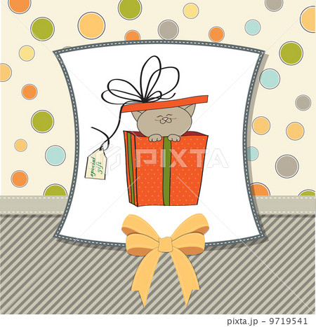 funny birthday card with little cat 9719541