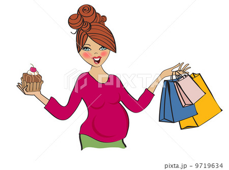 happy pregnant woman at shopping, isolated on white background happy pregnant woman at shopping, isolated on white background 9719634