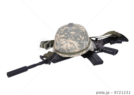 assault rifle and helmet 9721231