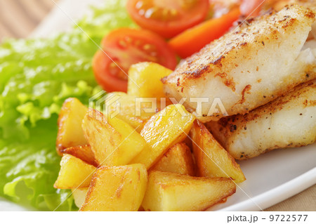 roasted codfish fillet with vegetables roasted codfish fillet with vegetables 9722577