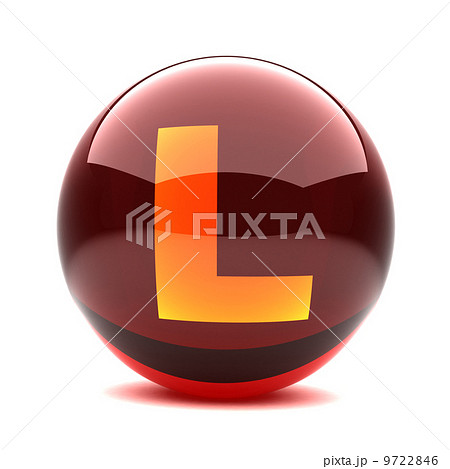 red glass sphere with orange letter inside - L red glass sphere with orange letter inside - L 9722846