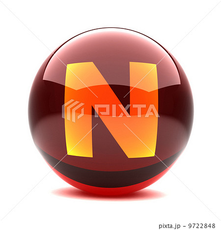 red glass sphere with orange letter inside - N red glass sphere with orange letter inside - N 9722848