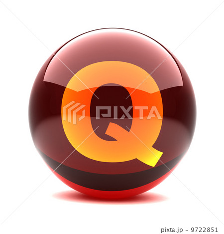 red glass sphere with orange letter inside - Q red glass sphere with orange letter inside - Q 9722851