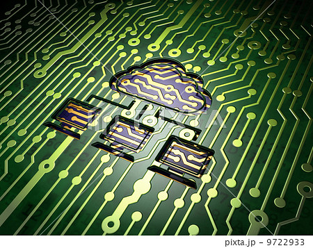 Networking concept: Cloud Network on circuit board background Networking concept: Cloud Network on circuit board background 9722933