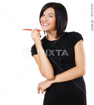 Cheerful businesswoman with a marker Cheerful businesswoman with a marker 9725224