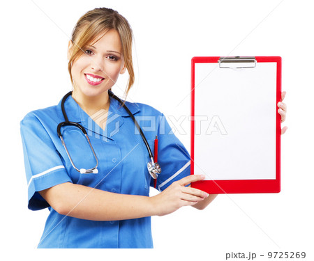 Friendly nurse on white background Friendly nurse on white background 9725269