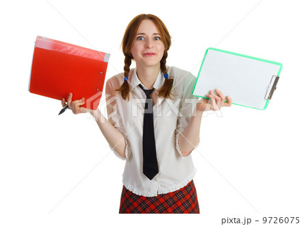 Business girl with a folder and a worksheet Business girl with a folder and a worksheet 9726075