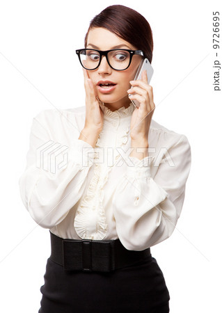 Strict woman in large glasses 9726695