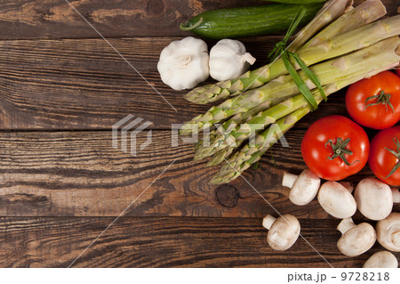 Fresh vegetables on a wooden table 9728218