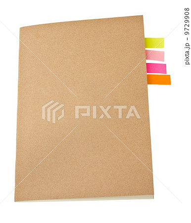 Notebook blank cover colorful sticky notes inside. Notebook blank cover colorful sticky notes inside. 9729908