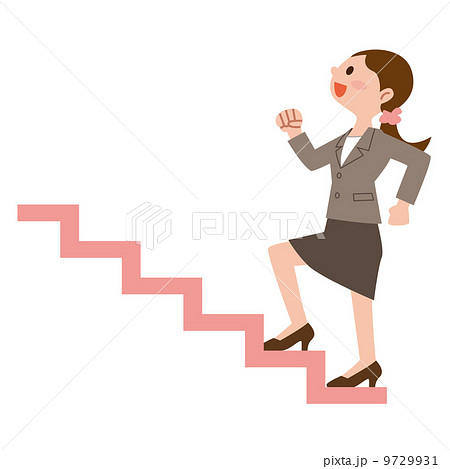 階段を登る女性のイラスト素材
