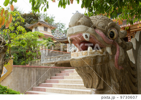 Chinese dragon ornament on a stairs 9730607