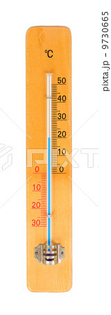 The thermometer made of wood isolated 9730665