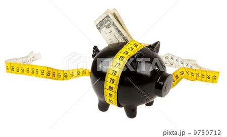 Black piggy bank with measuring tape Black piggy bank with measuring tape 9730712