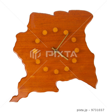 Wooden clock in the shape of the country Suriname Wooden clock in the shape of the country Suriname 9731037