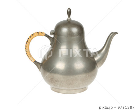 Very old tin tea pot full of scratches 9731587