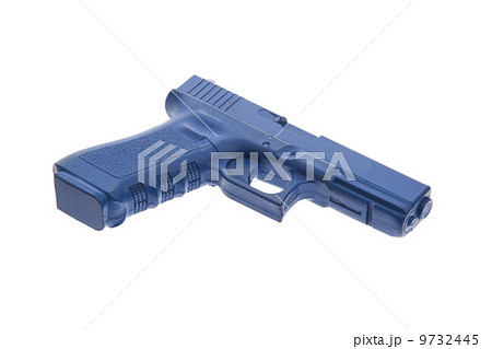 Dirty blue training gun isolated on white 9732445