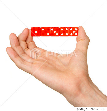 Man holding five red dice Man holding five red dice 9732952