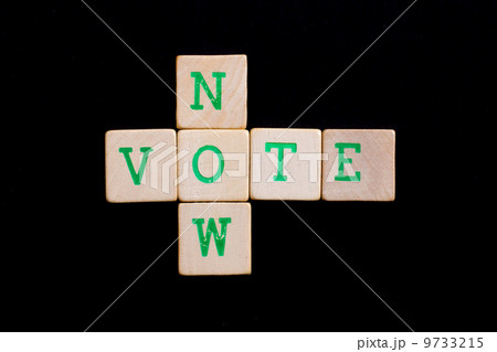 Letters on wooden blocks (now, vote) 9733215