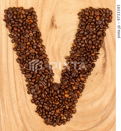 Letter V, alphabet from coffee beans 9733385