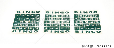 Green bingo cards isolated 9733473