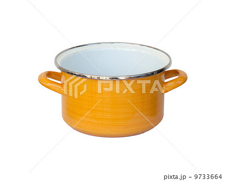 Old yellow metal cooking pot 9733664