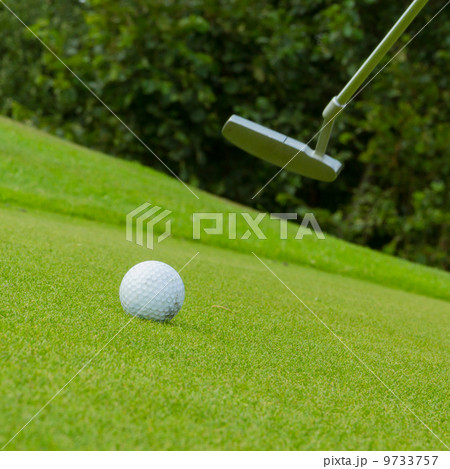 Golf ball on front of a driver 9733757