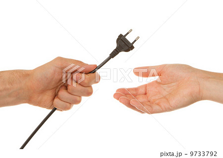 Man giving electric plug Man giving electric plug 9733792