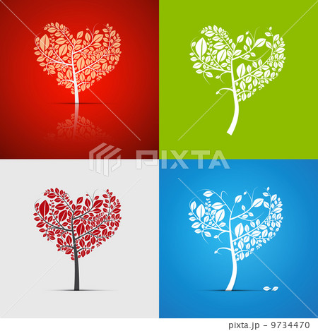abstract vector heart shaped tree setのイラスト素材 9734470 pixta