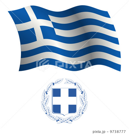 greece wavy flag and coat 9738777