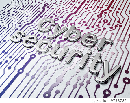 Safety concept: Golden Cyber Security on Circuit Board background 9738782