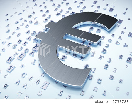 Currency concept: Silver Euro on digital background 9738783