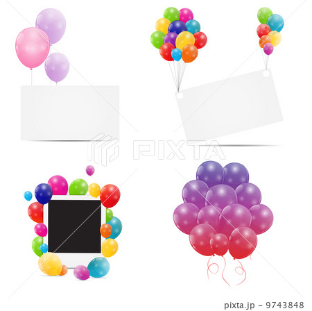 Color glossy balloons card background vector illustration 9743848