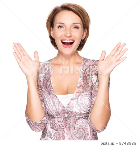 Portrait of surprised woman with positive emotions Portrait of surprised woman with positive emotions 9743938