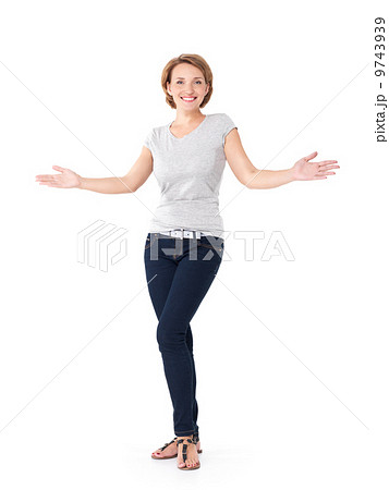 Full portrait of the beautiful happy woman Full portrait of the beautiful happy woman 9743939