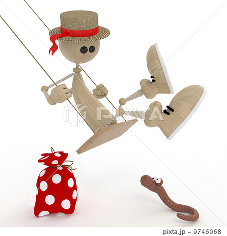 The 3D little man on a swing. 9746068
