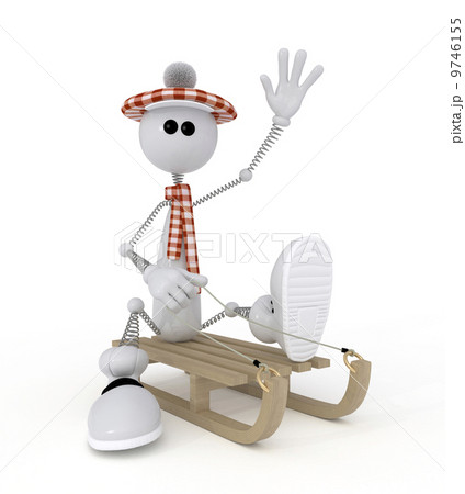 The 3D little man on a sledge. 9746155