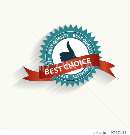 Vector best choice retro  label with gold ribbon. 9747133